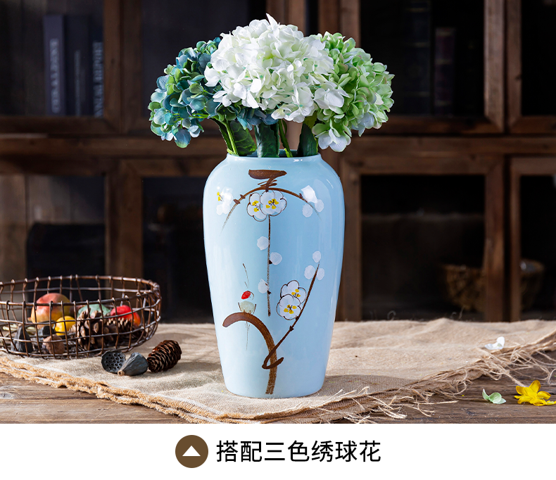 Jingdezhen hand - made ceramic vase furnishing articles dry flower vases, modern home decoration decoration table