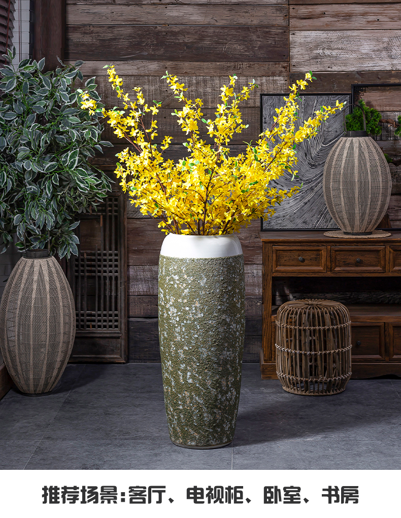 Zen ground vase coarse pottery furnishing articles dried flower arranging flowers sitting room decoration of new Chinese style restoring ancient ways of jingdezhen ceramic POTS