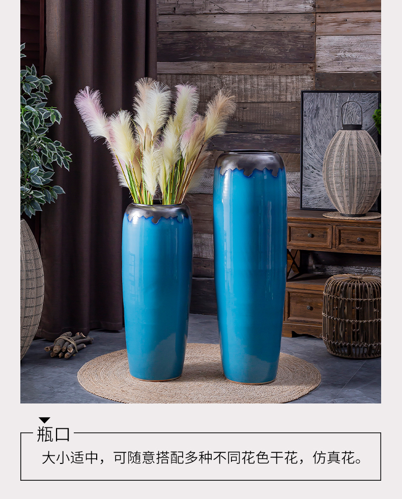 European large ground vase sitting room dry flower arranging flowers ceramic big furnishing articles American hotel household light key-2 luxury decoration