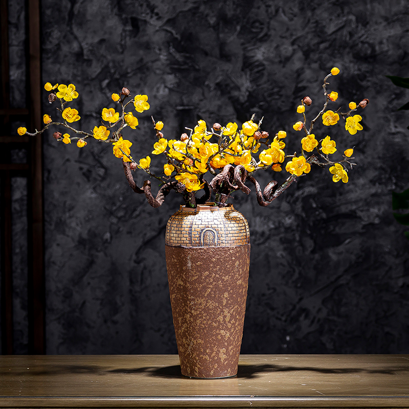 The Vases, flower arrangement sitting room manual coarse pottery archaize do old pottery art style of Chinese style water raise flower implement American desktop