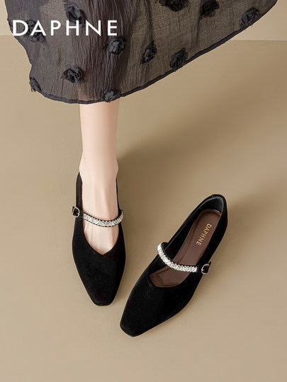 Daphne Black Mary Jane Shoes Women's 2026 New Autumn Strap Commuting Work Shoes Summer Style Shallow Mouth Shoes