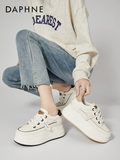 Daphne thick-soled white shoes for women 2026 new spring and autumn versatile height-increasing sports and leisure sneakers for small people