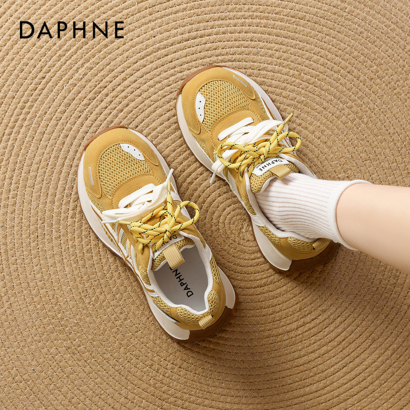 Женская обувь для тренировок в немецком стиле Daphne yellow, новинка 2026 года, весенний хит продаж, женская обувь в стиле daddy, повседневная спортивная обувь увеличенного размера