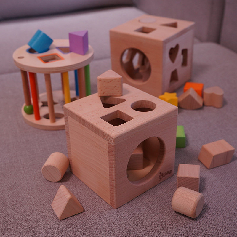 Infant geometric shape matching intelligence box toys 1-2-3 years old baby 6 months early education building blocks Montessori teaching aids