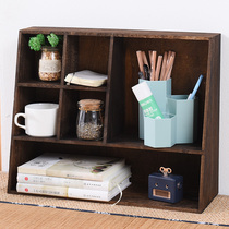 Japanese-style office desktop storage box shelf drawer Multi-layer sundries finishing box Solid wood cosmetics teacup holder