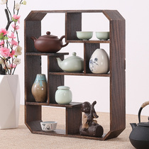 Solid Wood Bou Shelf Shelve Shelve Wall Cup Teapot Teapot Containing Shelf Multi-Treasure Cabinet Chinese Display Rack Pendulum lattice shelf