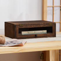 Solid wood desktop containing box computer display heightening frame anti-dust transparent jewellery finishing frame cosmetic storage rack