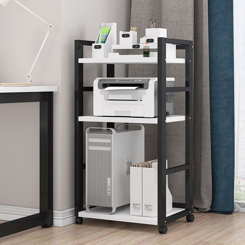The shelf for the printer rack is against the wall modern minimalist office shelf floor-to-ceiling mobile placement rack computer