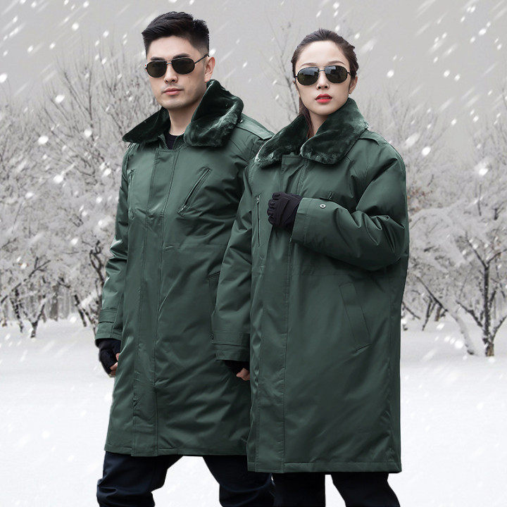 Military cotton coat men's winter long version warm women's cotton coat outdoor labor insurance large cotton jacket security cold-proof work clothes