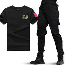 Camouflage suit for men summer training T-shirt instructors military training uniform black overalls short-sleeved wear-resistant labor protection overalls