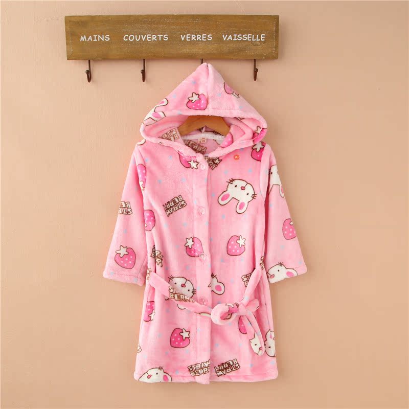 Bé áo mùa xuân và mùa thu bé trẻ em áo choàng tắm dài Pyjama nam giới và phụ nữ, trẻ em lớn và vừa dày quần áo về nhà.