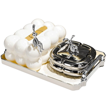 High-looking ceramic toothpick box household personalized creative Internet celebrity cotton swab tube light luxury desktop dental floss storage box set