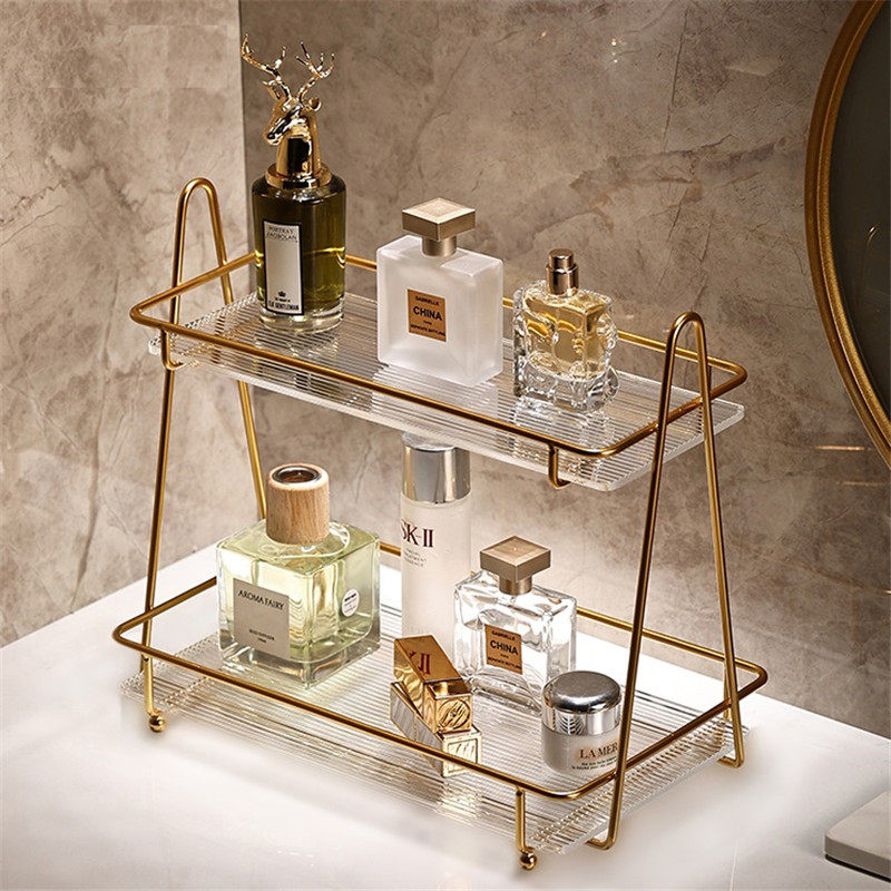 Light and luxurious washroom washwashing table top shelf Bathroom Toilet Tabletop Comb Cosmetic supplies Double-deck containing box-Taobao