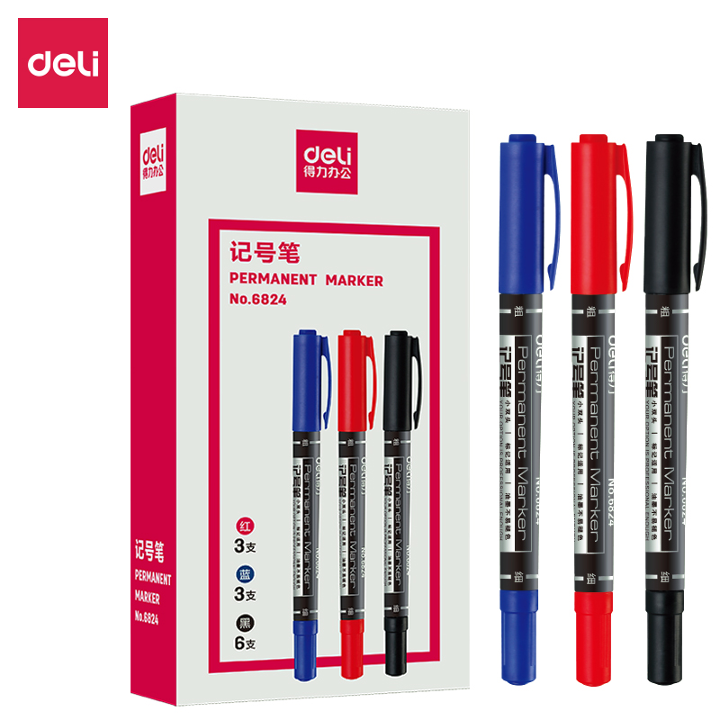 Able 6824 Double Head Number Pen Grease Pen Check Pen CD CD Express Pen Business Speed Dry Waterproof Not Back