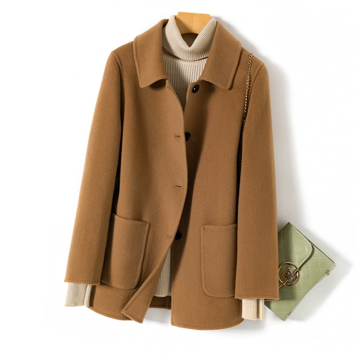 Двусторонное кашемировое шерстяное шерстяное пальто, демисезонная короткая куртка для матери, подходит для подростков, для среднего возраста