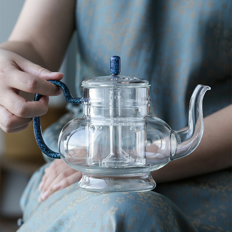 Craft Palace Lamp steamed teapot glass kettle boiler tea set suit for high temperature cooking black tea
