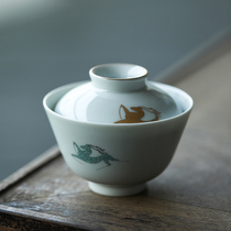 Outer mountain Ware hidden gold deer bowl Jingdezhen glaze color single handmade tea set 120ml