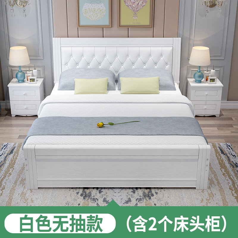 IKEFUL solid wood bed 1 8m modern minimal European bed master bedroom 1 5 m household economy soft