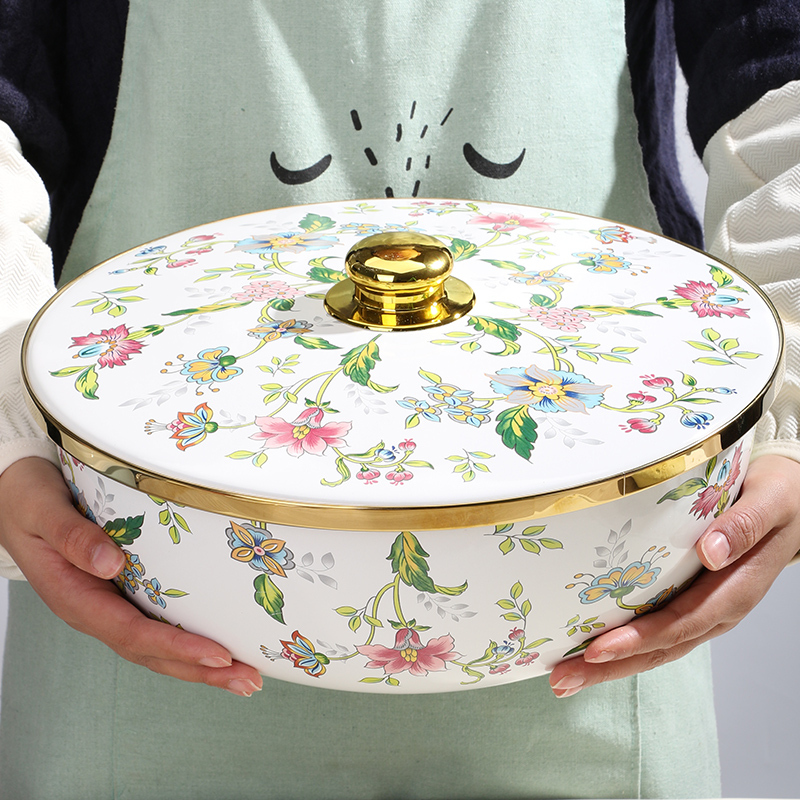 Extra-Large Dough Mixing Bowl with Lid for Large Families of 5-7 People, Eye-Catching Enamel Dough Bowl That Won'T Collapse Extra-Large Dough Mixing Bowl with Lid for Large Families of 5-7 People, Eye-Catching Enamel Dough Bowl That Won'T Collapse