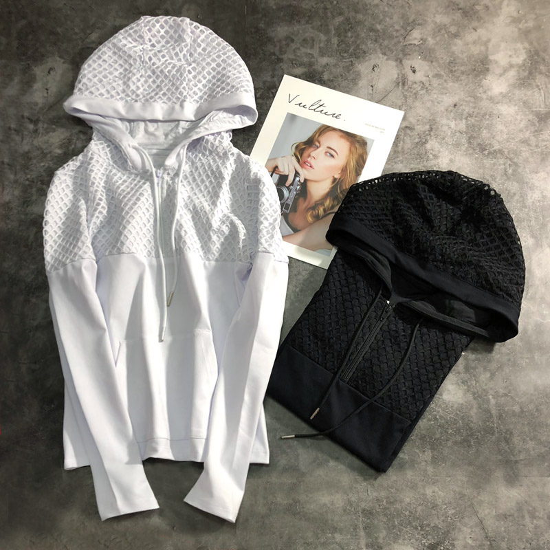 White fitness top female ins sports jacket running autumn and winter fitness clothes long-sleeved hooded pullover yoga suit