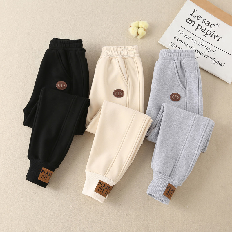 Girl Pants Spring Autumn 2022 Foreign Pie Dress Spring Plus Suede Children's Pants Tide Girl Casual Boy Sports Pants