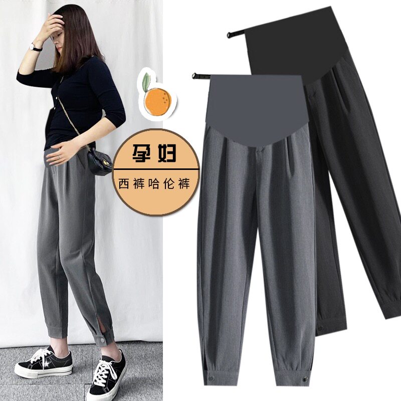 Maternity pants Maternity clothes spring and autumn models wear autumn belly nine-point pants autumn leggings tide mom fashion