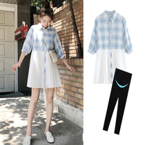 Pregnant women spring dress suit fashion trendy hot mom top personality does not show pregnant women spring and autumn cover belly
