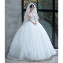 Light main wedding dress 2021 new bride big drag hair quality is thin super fairy dreamy simple atmosphere forest princess style