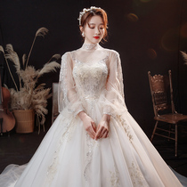 French main wedding dress 2021 new bride net red big tail luxury temperament super fairy high-end court thick arm