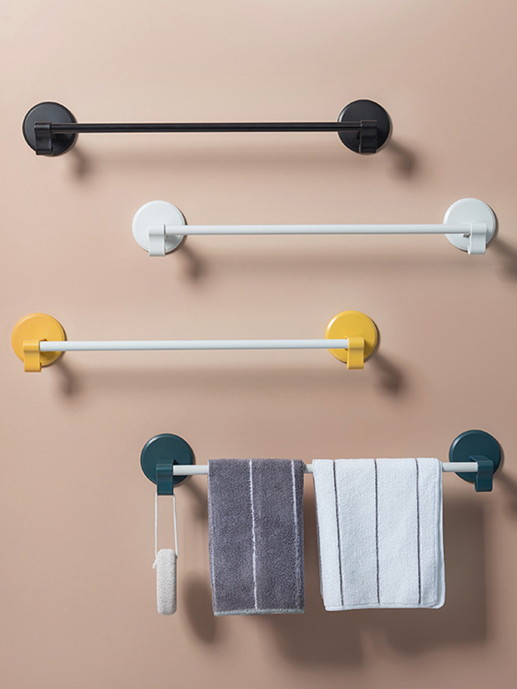 Towel rack Hole-free powder room bathroom suction cup hanger Bath towel rack Nordic simple creative single towel bar