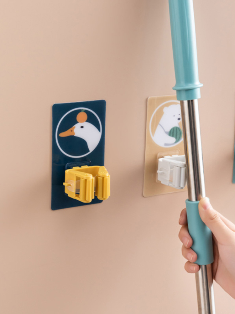 Mop hook hole-free wall-mounted powder room powerful broom clip artifact Mop pylons fixed snap storage shelves