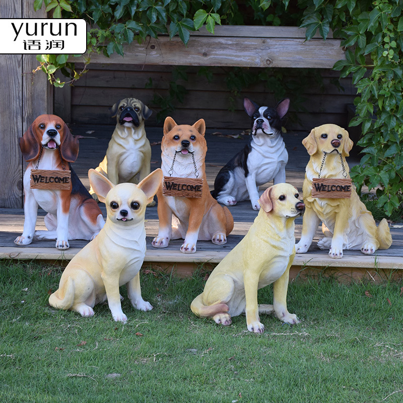 Resin Ornaments for Villa Courtyard Decoration, Outdoor Garden Landscape Ornaments, Simulated Animal Dog Sculptures for Living Room Entrance