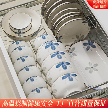 Dishes and Bowls Set for Home Use, Underglaze Color Rice Bowls, Simple and Modern 2025 New Style Ceramic Bowls, Plates, Chopsticks, and Tableware Set
