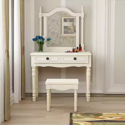 American makeup table bedroom small modern simple solid wood dressing table female European light luxury small apartment makeup table Net Red