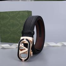 Belt genuine leather male automatic button denim jeans belt male tide American boy young man new Chinese pants strap