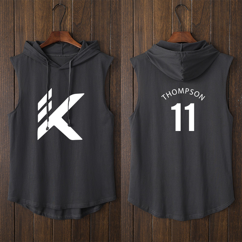 Klay Thompson Warriors No. 11 Thompson's Same Style Basketball Sports Vest T-Shirt Sleeveless Short-Sleeved Oversize