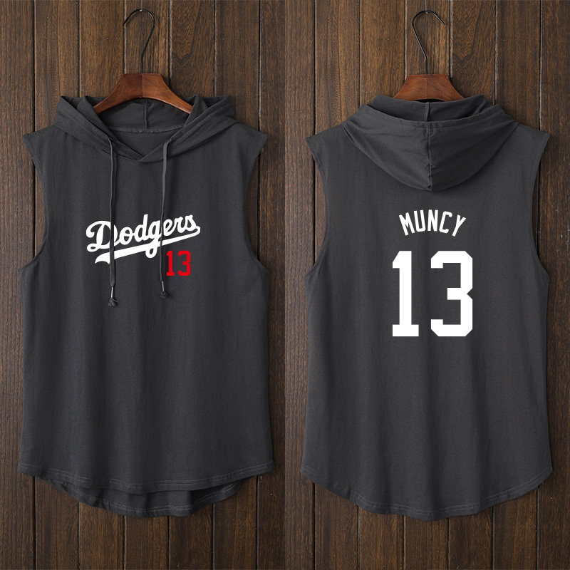 A Major League Baseball Team, the Dodgers, Baseball Enthusiasts' Hooded Vest T-Shirt, Sleeveless Short-Sleeved Youth Clothing