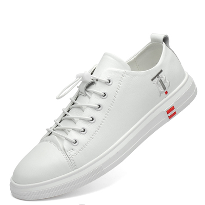 夏季透气男士板鞋真皮休闲白鞋一脚蹬小白鞋