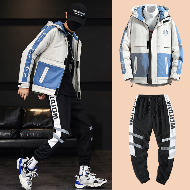 棉衣男短款冬季外套韩版潮搭配套装学生冬装棉服2019新款面包服B