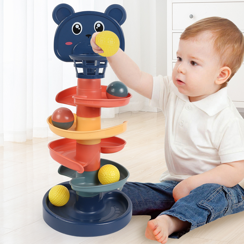 Children's stacking music shooting rolling ball sliding ball tower baby baby puzzle track turning music 0-1-3 years old 2 toys