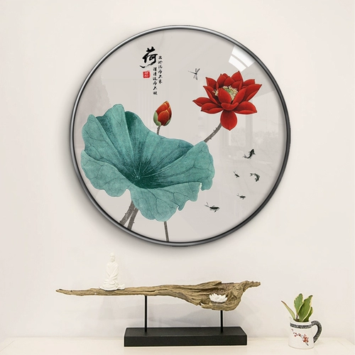 Новый китайский стиль, пусть расцветают сто цветов, процветающая семья пионов, все будет процветать, роскошная круглая декоративная картина, подвесная картина в гостиной, при входе в кабинет