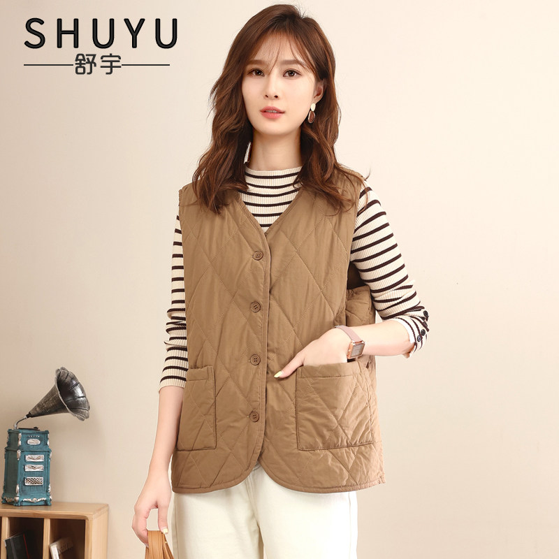 Thickened Cotton Machia Woman Short 2021 Autumn loaded with new outer lap pure cotton Mom sleeveless plus cotton Machia jacket tide