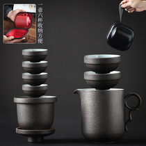 Kung Fu Travel Tea Set Suit Home Portable Bag Containing a pot of six quick guest cups Outdoor minimalist tea leaf jars