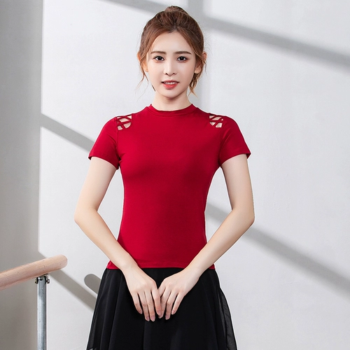 Спортивная одежда, современная танцующая одежда для йоги, короткий рукав, облегающий крой