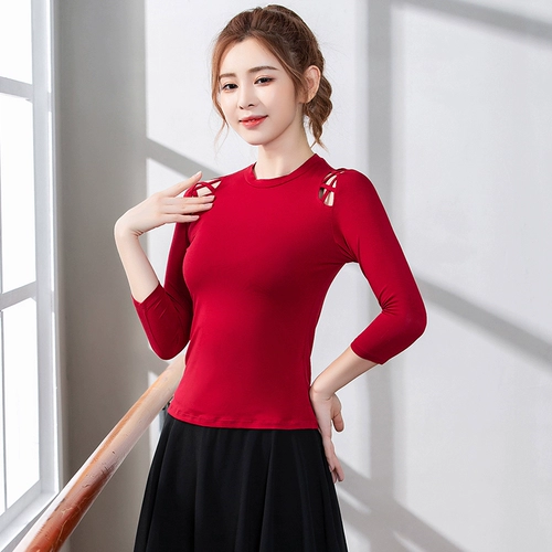 Спортивная одежда, современная танцующая одежда для йоги, короткий рукав, облегающий крой