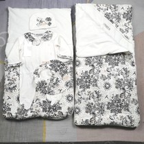 2023 new products first baby full moon crawling clothes baby long sleeve khau hat sub round mouth sleeping bag quilts five pieces
