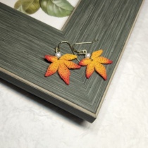 (sugar handmade) fresh sensual hand dyed maple leaf earthen lace thread micro-crochet hand woven earrings pendant