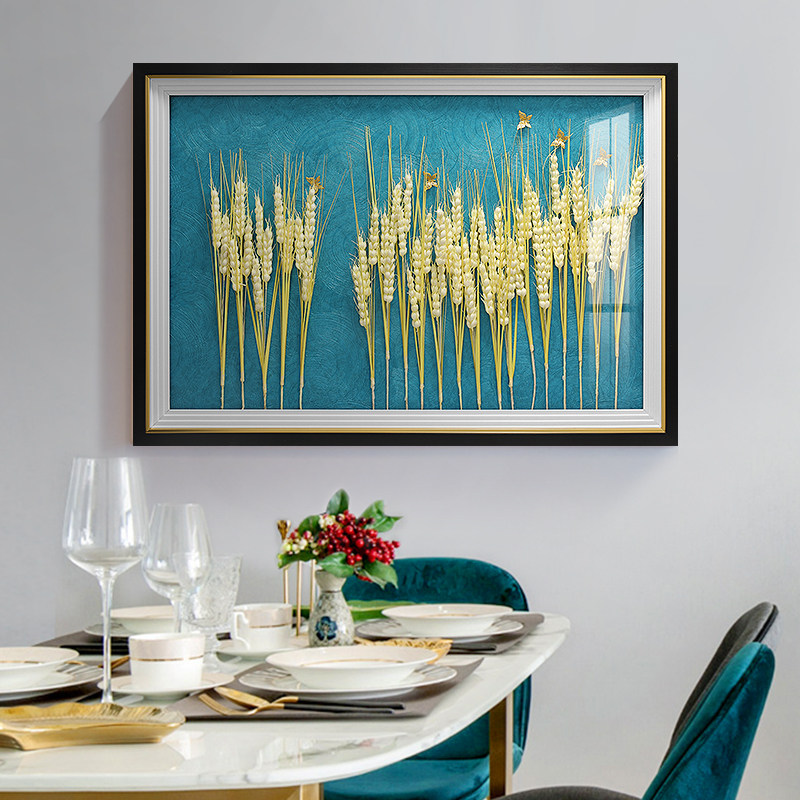 Golden Wheat Ears Dining Hall Decoration Painting Modern Minimalist Dining Table Wall Decoration Hanging Painting Three-dimensional Physical Painting Dining Hall Mural Painting