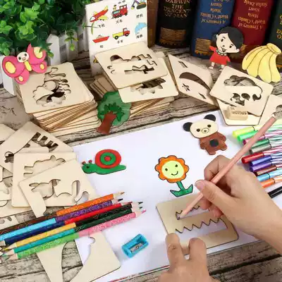 Painting ruler cartoon children's painting template hollow kindergarten terrorist figure drawing model scraping paper mold