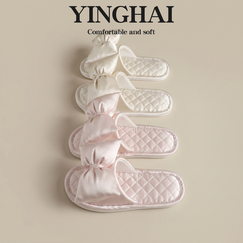 Bow-Knot Elegant Solid Color Satin Slippers for Women, Suitable for All Seasons, Indoor Non-Slip Lightweight Cool Floor Slippers for Women Bow-Knot Elegant Solid Color Satin Slippers for Women, Suitable for All Seasons, Indoor Non-Slip Lightweight Cool Floor Slippers for Women